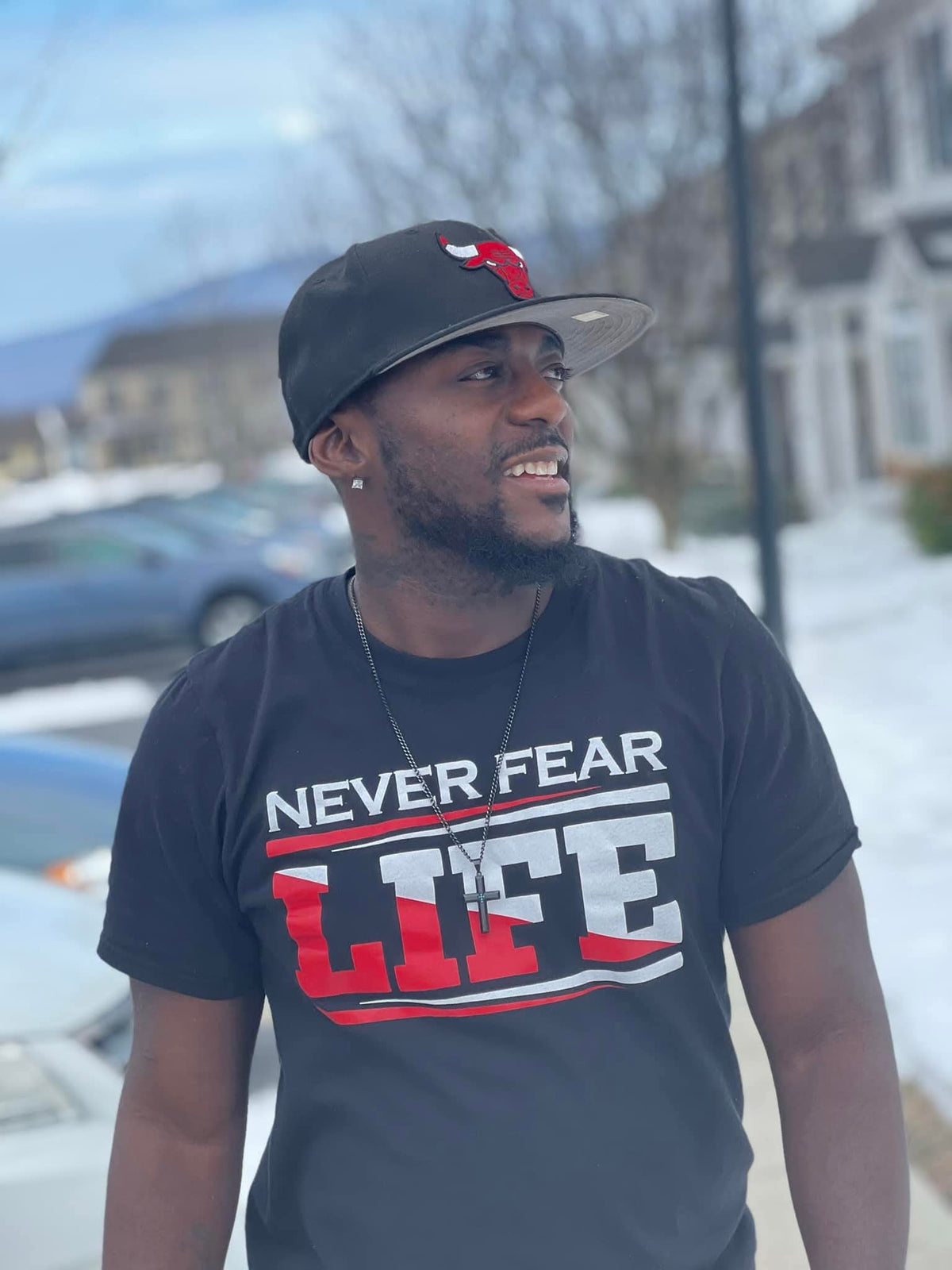 Never Fear Life Graphic Tee – Bold Black